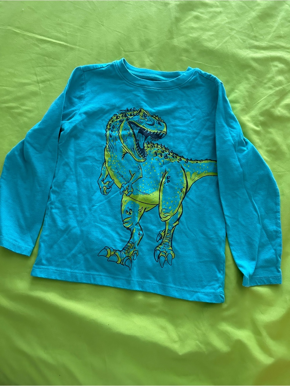 Cat & Jack Bright Turquoise Long-Sleeve Dinosaur Graphic Tee